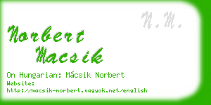 norbert macsik business card